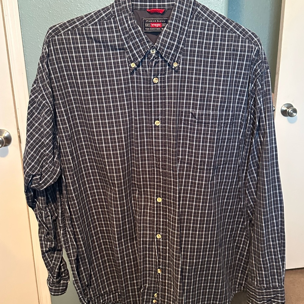 Men's Wrangler Black Checkered Shirt XL